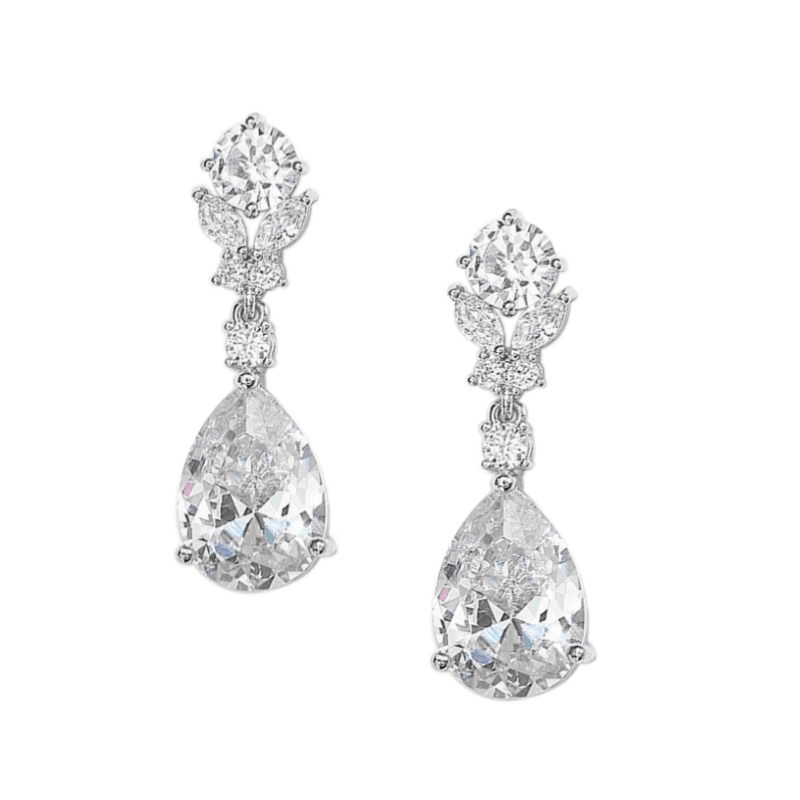 Korvakorut, ATHENA BRIDAL | Divine Earrings -hopeanväriset pisarat