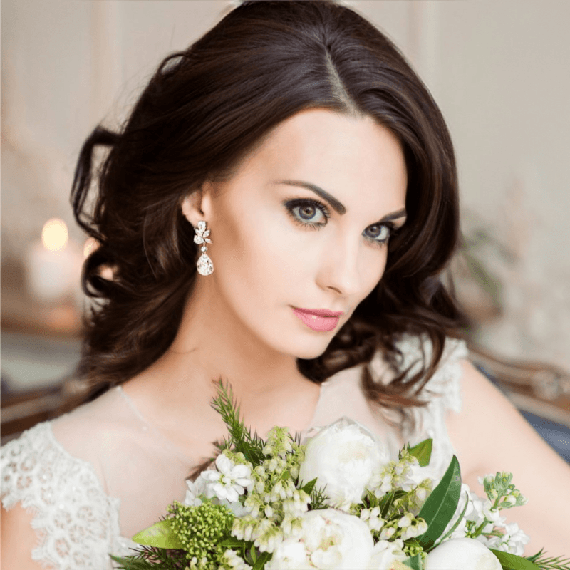 Korvakorut, ATHENA BRIDAL|Luxury Earrings -hopeanväriset pisarat