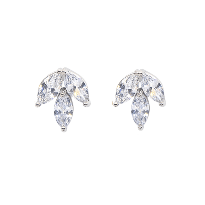 Earrings, ATHENA BRIDAL|Dainty Gem Earrings -silver-colored studs