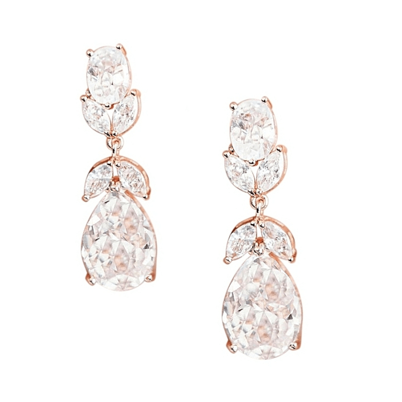 Earrings, ATHENA BRIDAL|Annie Teardrop -rose gold-colored drops