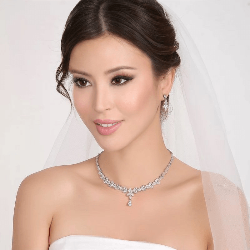 ATHENA BRIDAL|Classic Necklace Set -classic gold crystal jewelry set