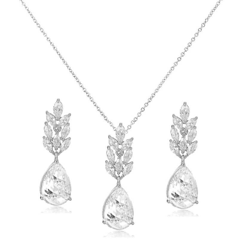 ATHENA BRIDAL|Tiffany Necklace Set -kristallikorusetti pisaralla