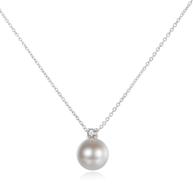 Crystal necklace, ATHENA BRIDAL|Pearl Necklace -silver pearl jewelry