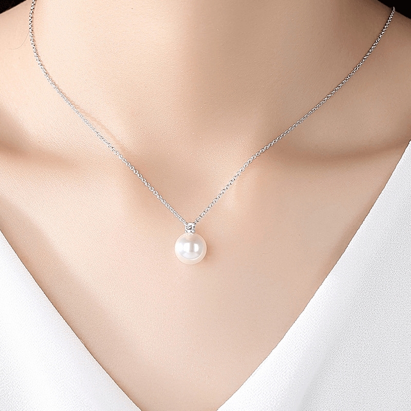 Crystal necklace, ATHENA BRIDAL|Pearl Necklace -silver pearl jewelry