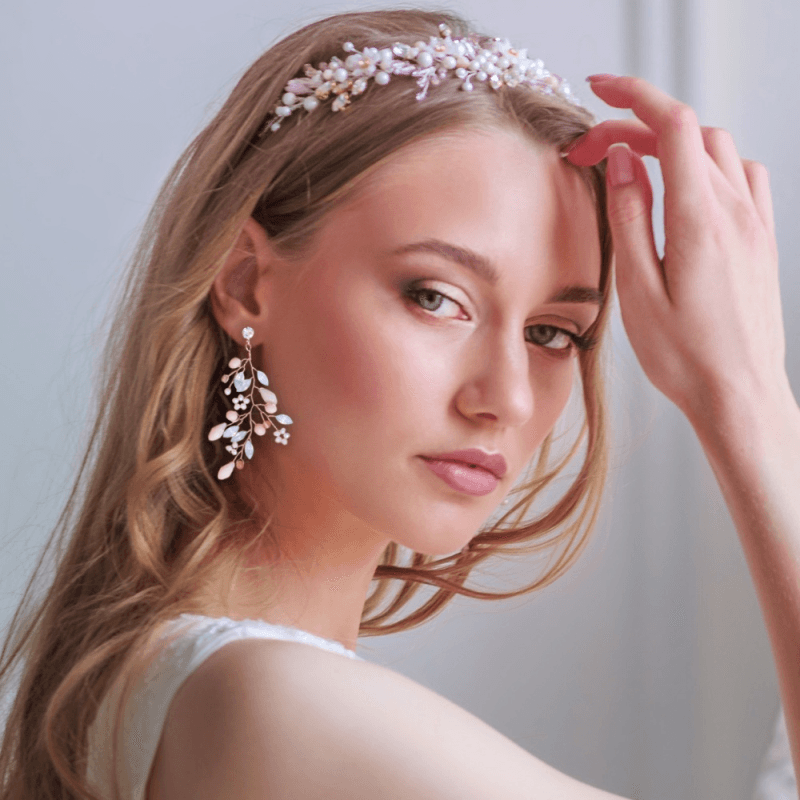 Earrings, ATHENA BRIDAL|Sparkle Earrings -pink flowers