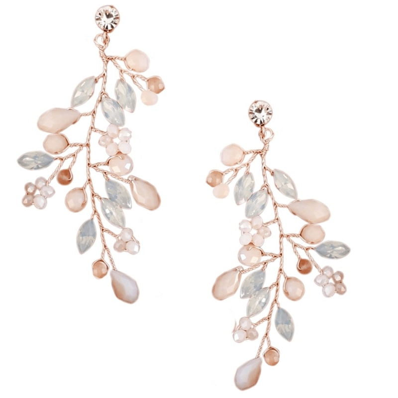 Earrings, ATHENA BRIDAL|Sparkle Earrings -pink flowers