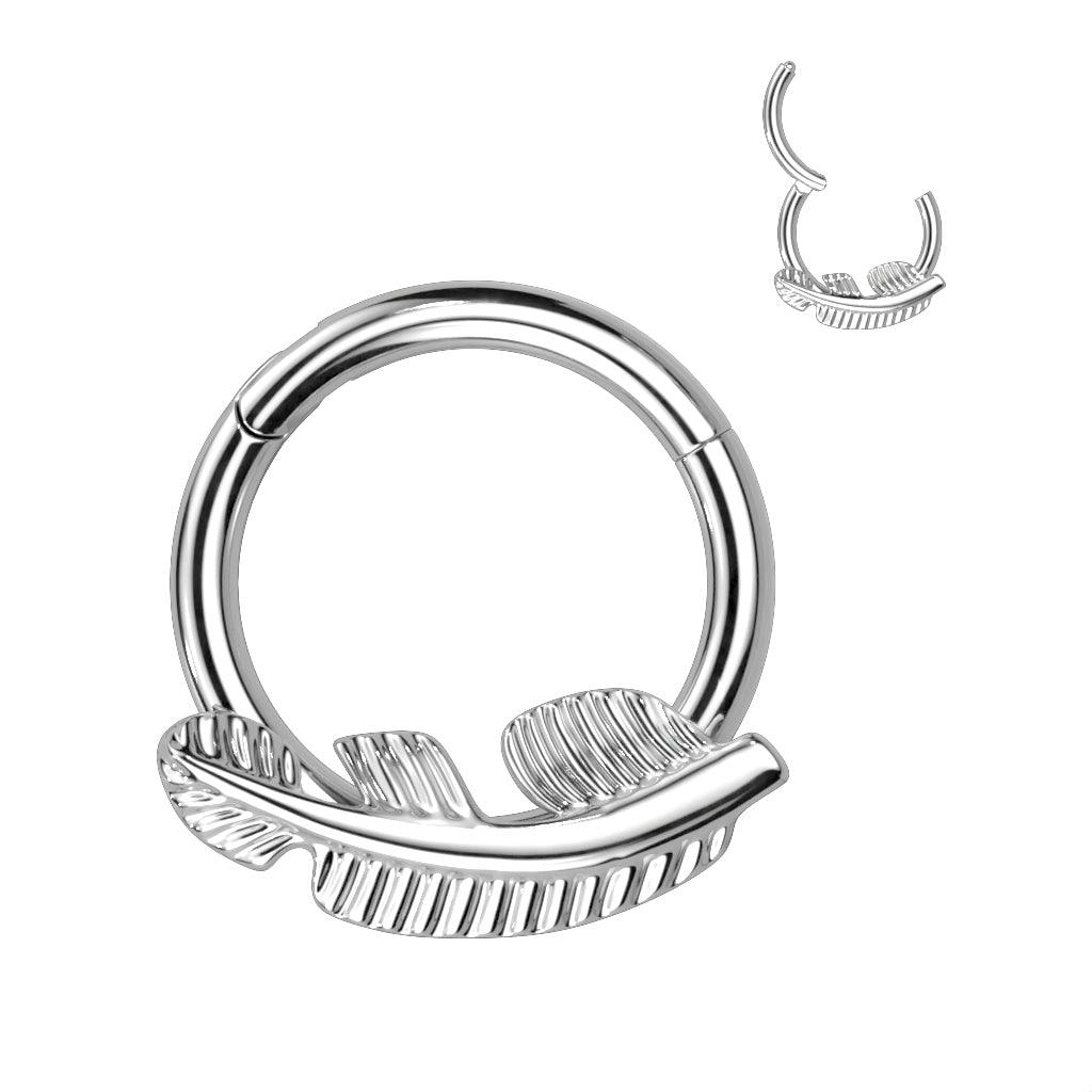 Piercing ring, Titanium Hoop -feathered clicker