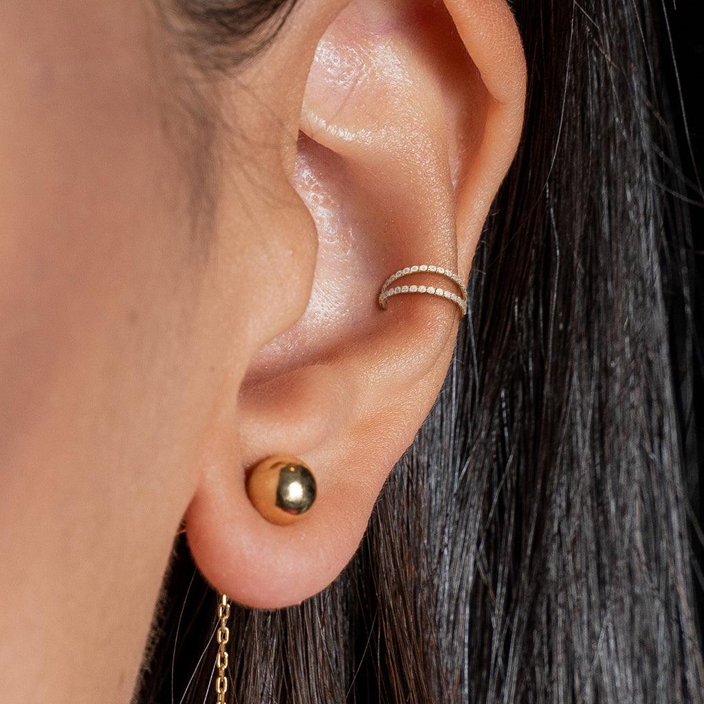 Piercing ring, Titanium Double CZ Line in Rosegold AB