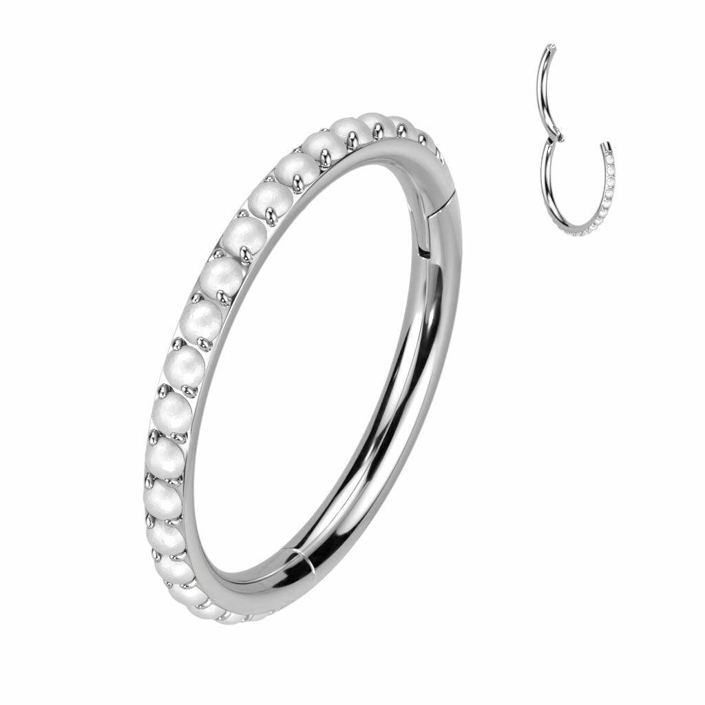 Piercing ring, Titanium Pearl Hoop - titanium pearl clicker