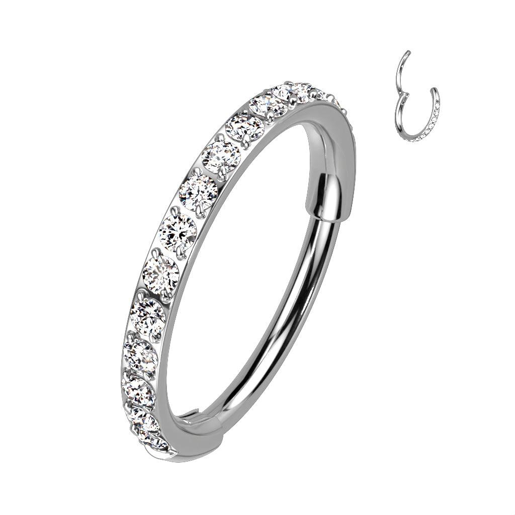 Piercing ring 0.8mm, Titanium CZ stone titanium clicker