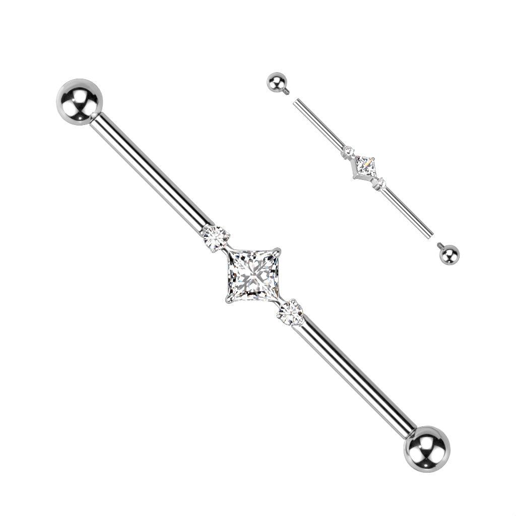 Industrial, Internally Threaded Titanium CZ titanium industrial jewelry