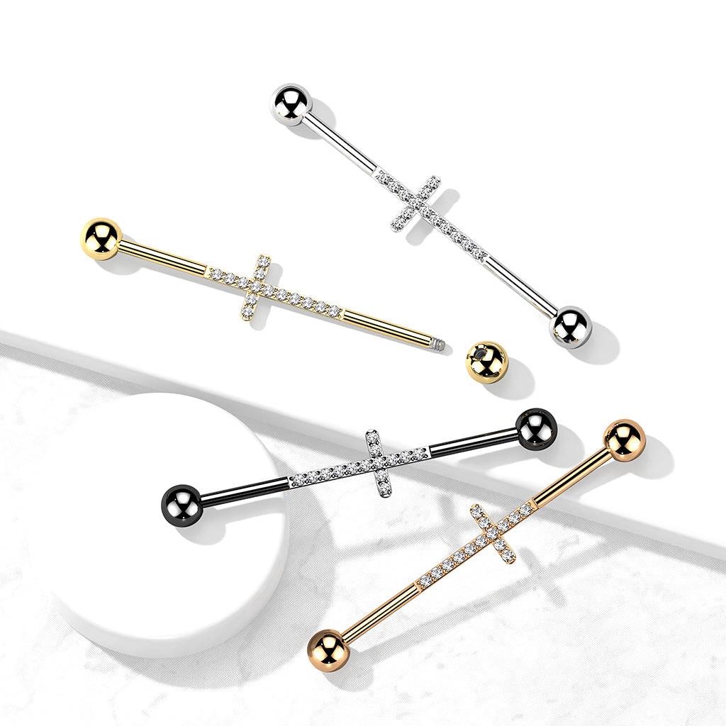 Industrial, Cross Titanium CZ titanium cross industrial jewelry