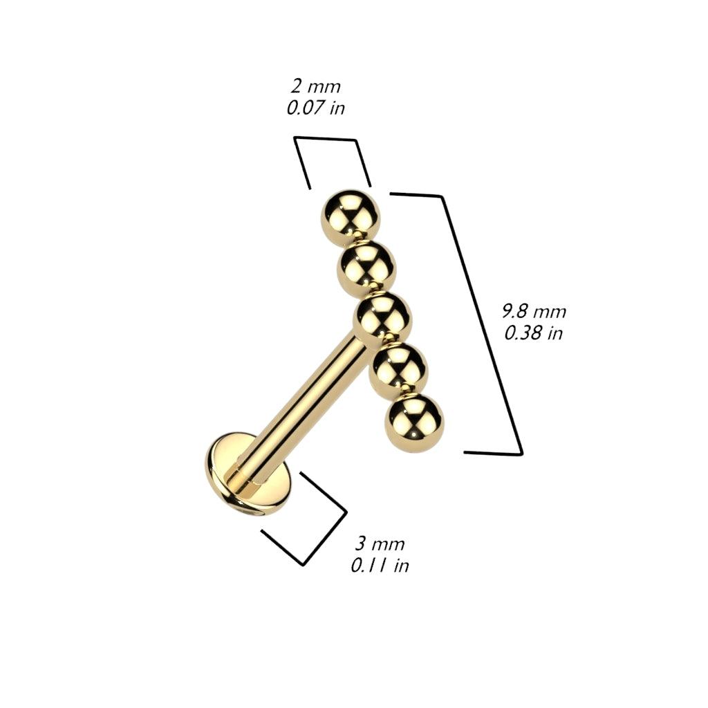 Rustokoru/traguskoru, Titanium Stud in Gold -kivetön titaanilabret