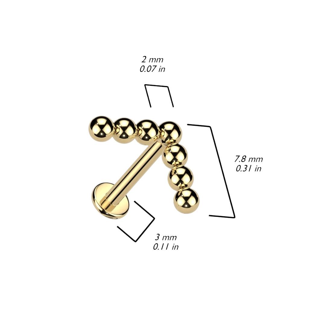 Rustokoru/traguskoru, Titanium Gold Angle Stud -kivetön titaanilabret