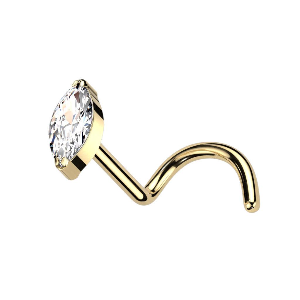 Nose stud, Titanium Marquise Nose Stud (gold)