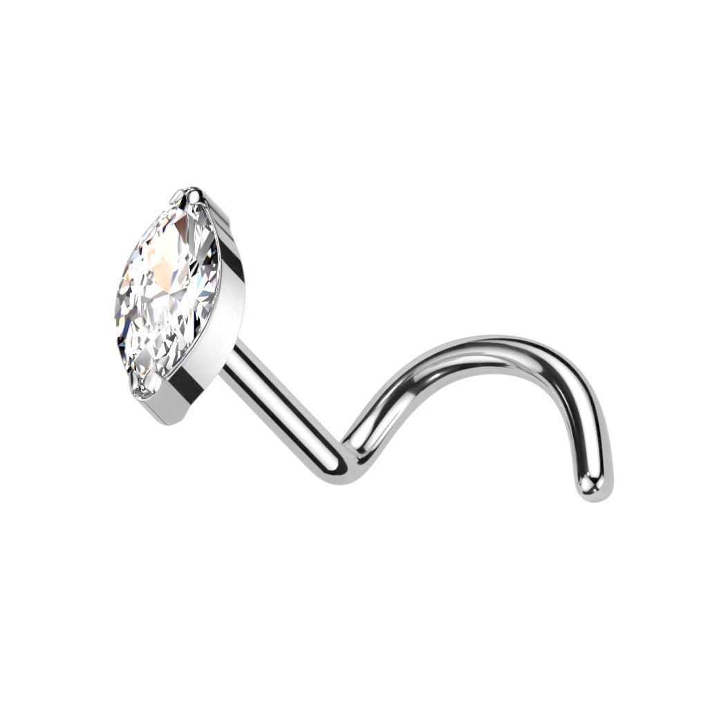 Nose stud, Titanium Marquise Nose Stud (silver)