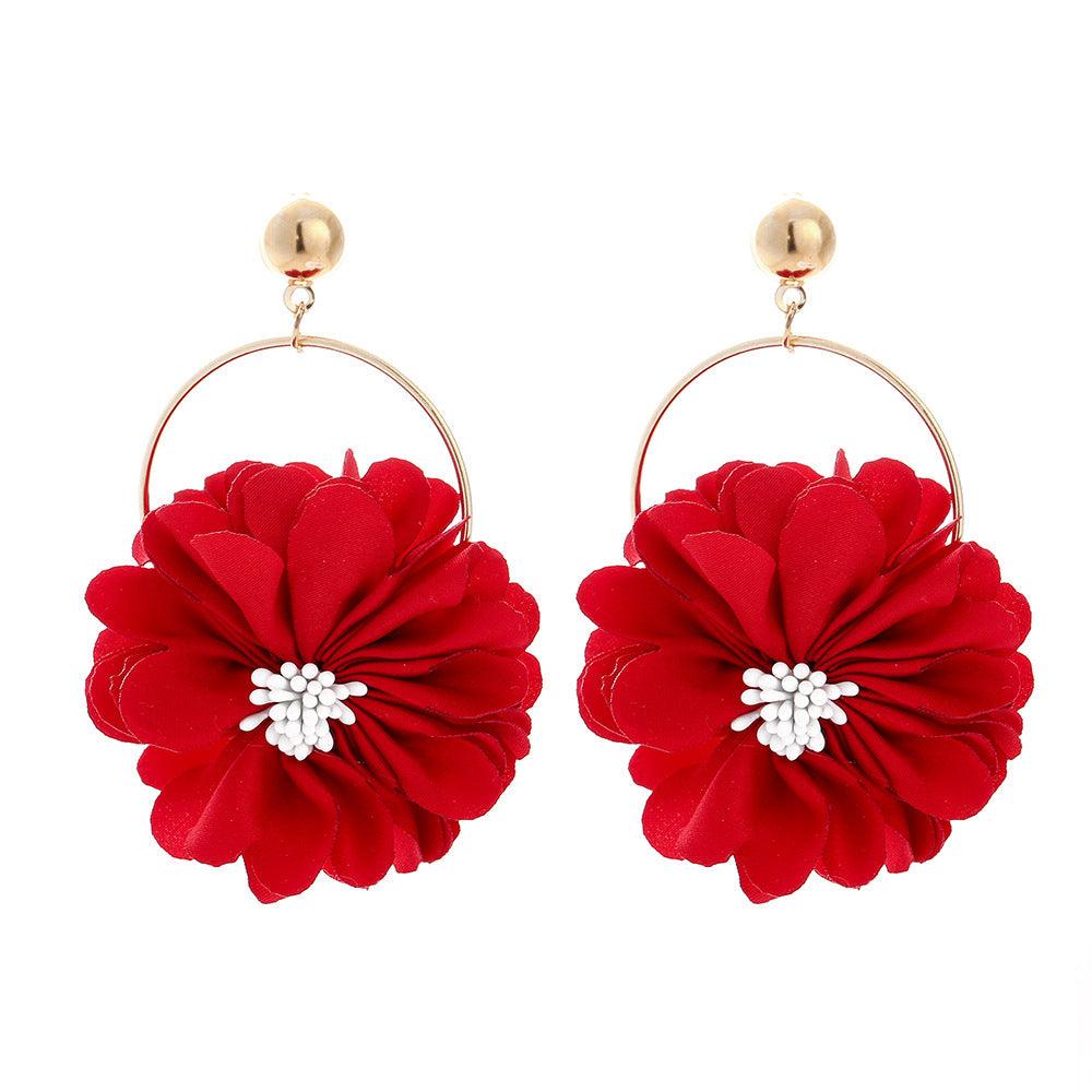 Earrings, FRENCH RIVIERA|Christmas Rose -red flower earrings