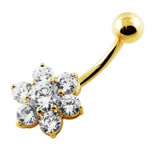 Gold-plated belly button ring, Scarlett -beautiful flower belly button ring