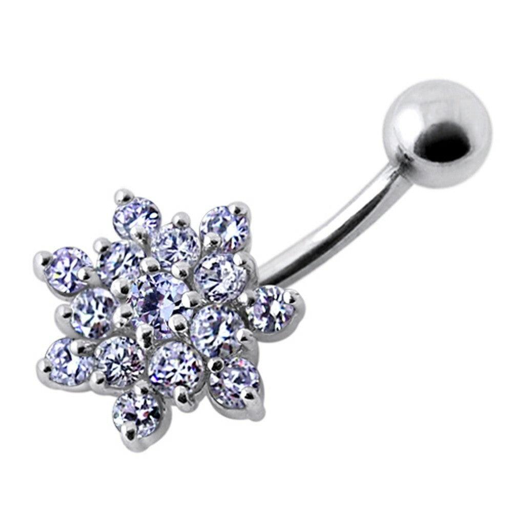 Titanium navel ring, Gabriella -clear flower navel ring