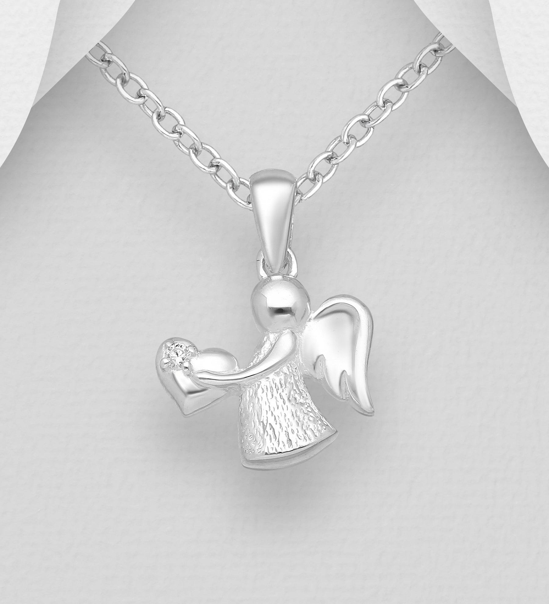 PREMIUM COLLECTION|Guardian angel small silver pendant