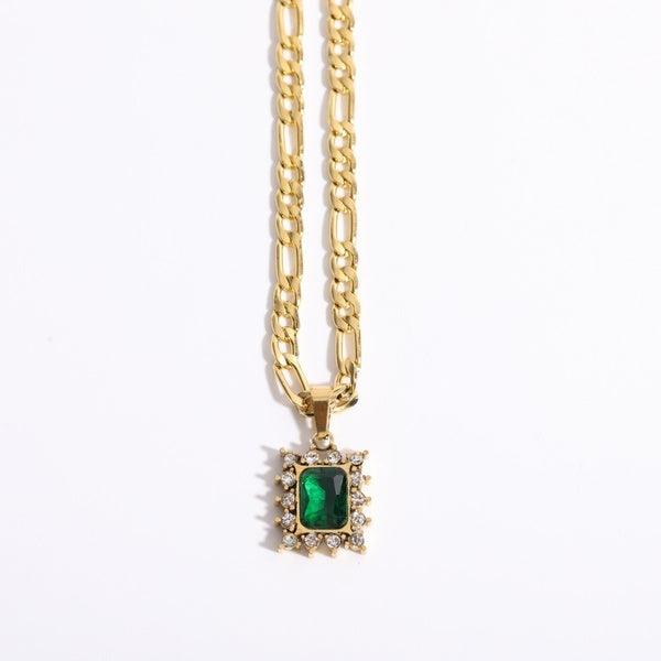 FRENCH RIVIERA|Diana Necklace - green surgical steel necklace