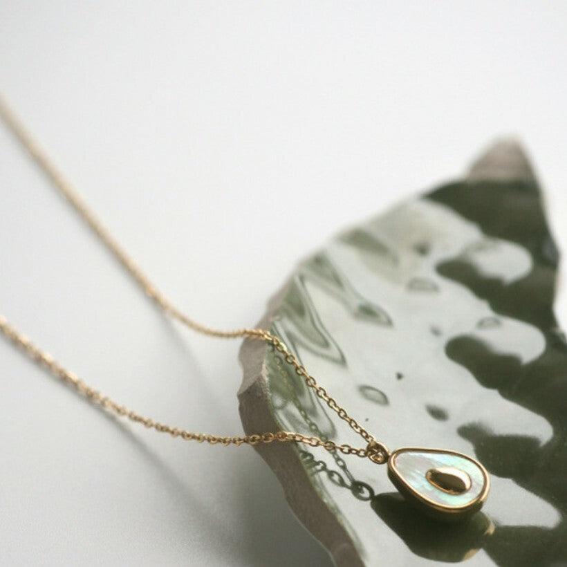 FRENCH RIVIERA|Avocado Necklace -gold-colored surgical steel necklace