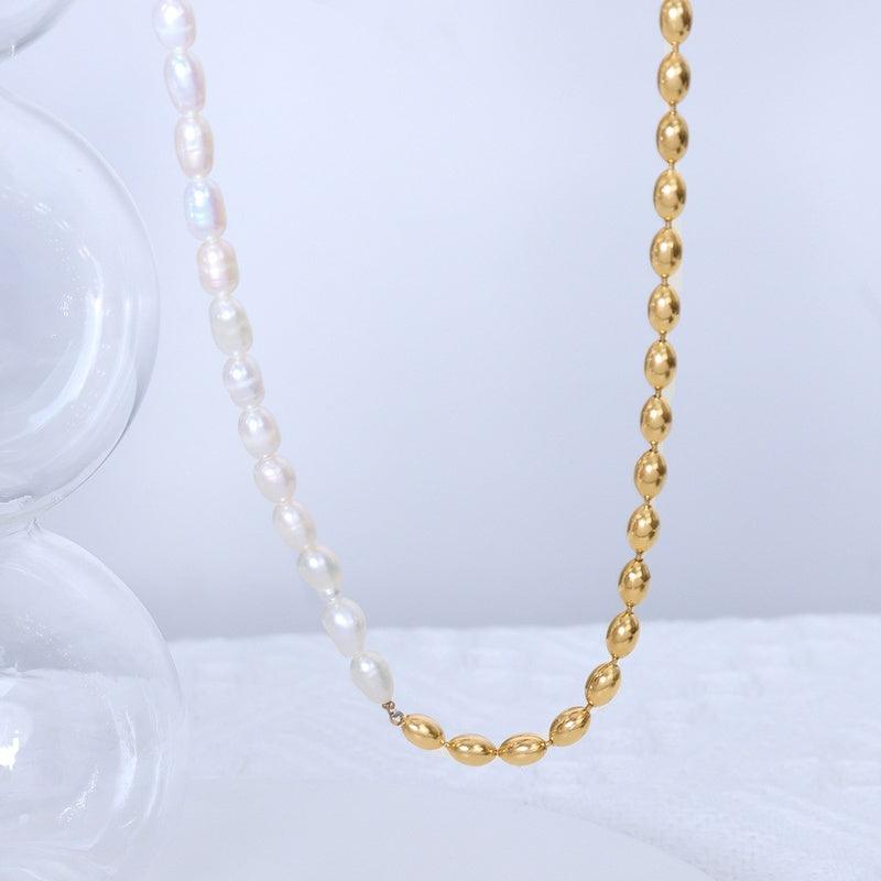 Surgical steel necklace, FRENCH RIVIERA|Zara Necklace -pearl necklace