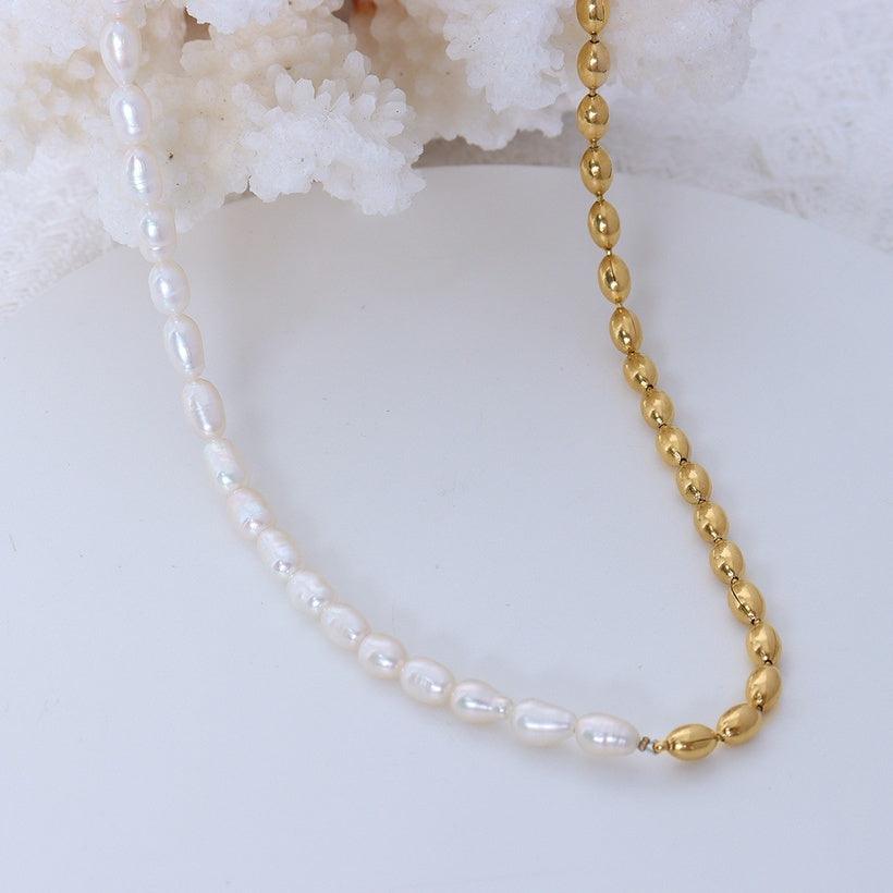 Surgical steel necklace, FRENCH RIVIERA|Zara Necklace -pearl necklace