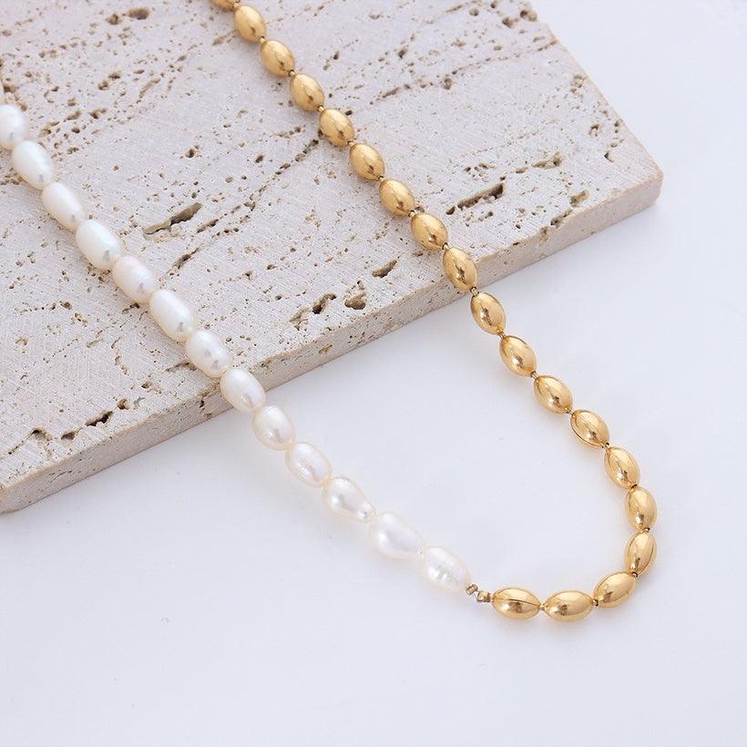 Surgical steel necklace, FRENCH RIVIERA|Zara Necklace -pearl necklace