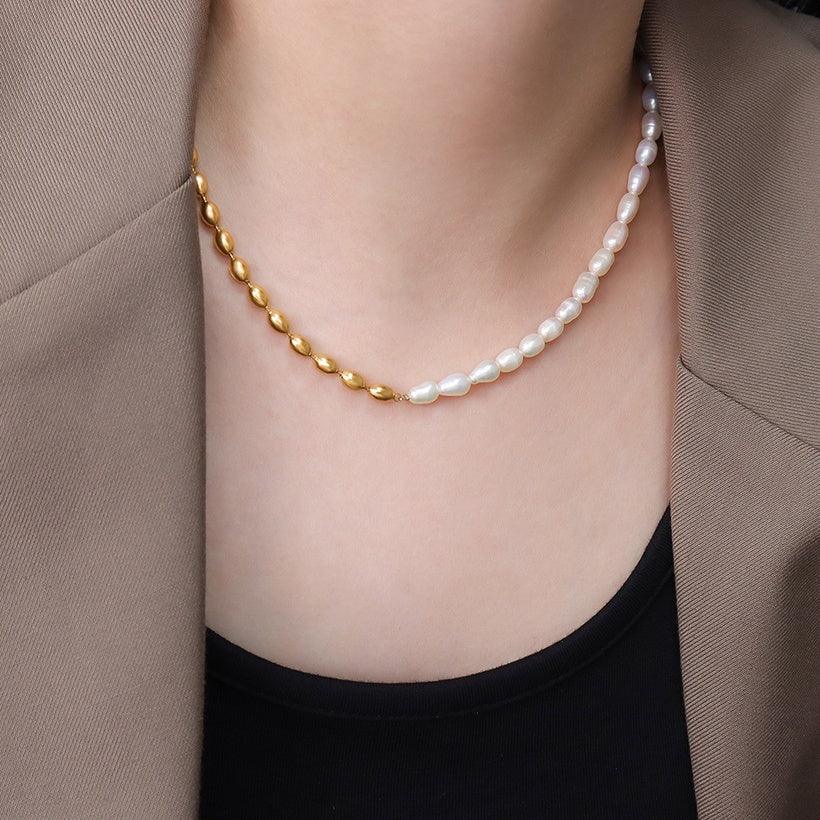 Surgical steel necklace, FRENCH RIVIERA|Zara Necklace -pearl necklace