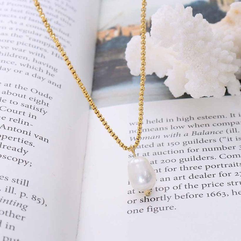 Surgical steel necklace, FRENCH RIVIERA|Allie Necklace -pearl necklace