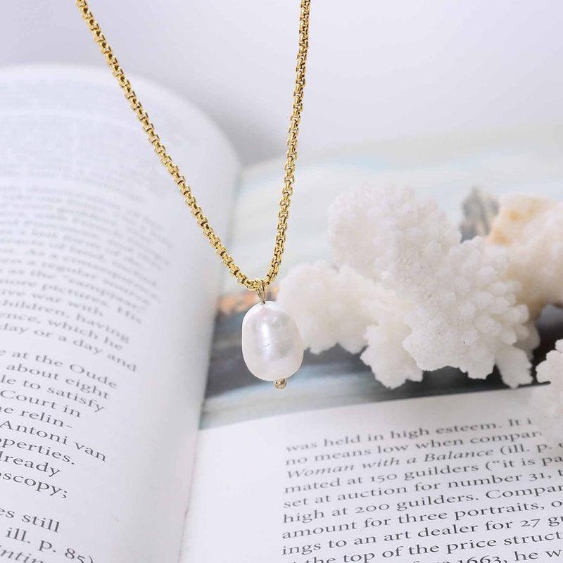 Surgical steel necklace, FRENCH RIVIERA|Allie Necklace -pearl necklace