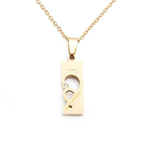 Surgical steel love necklace, I love you (with basic chain)