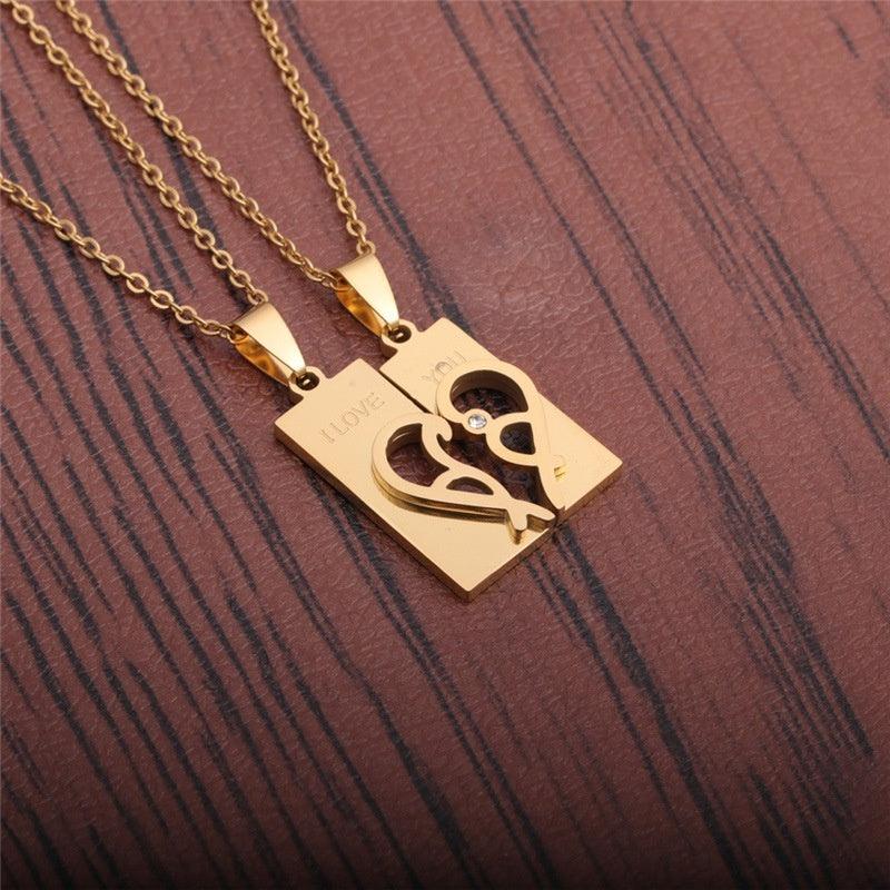 Surgical steel love necklace, I love you (with basic chain)