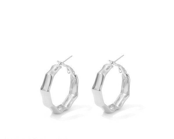 FRENCH RIVIERA|Medium Ada Hoops -steel square rings (silver)