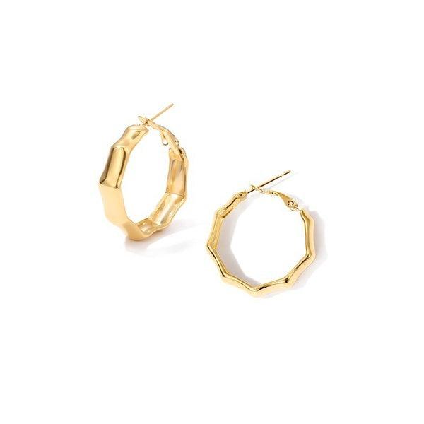 FRENCH RIVIERA|Medium Ada Hoops -steel square rings (gold)