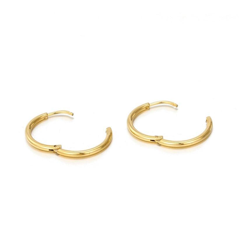 FRENCH RIVIERA|Simple Fay Hoops Steel Rings (Gold)