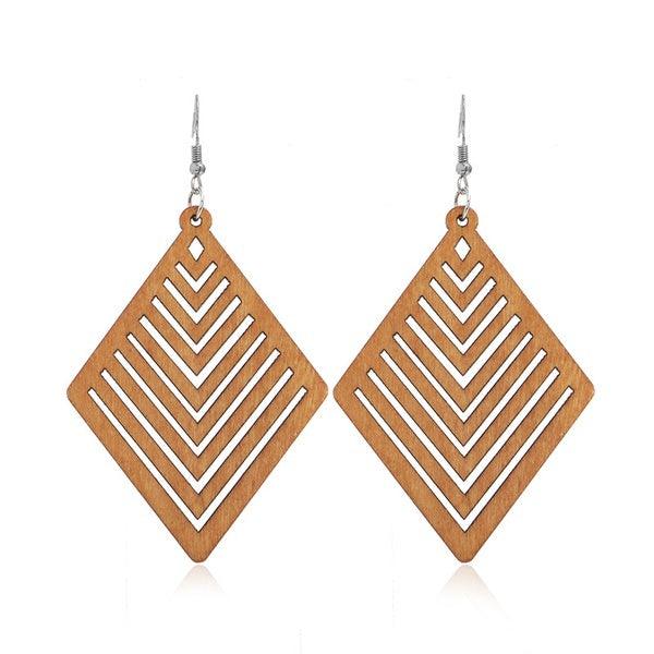 Wooden earrings, Diamond brown diamond earrings