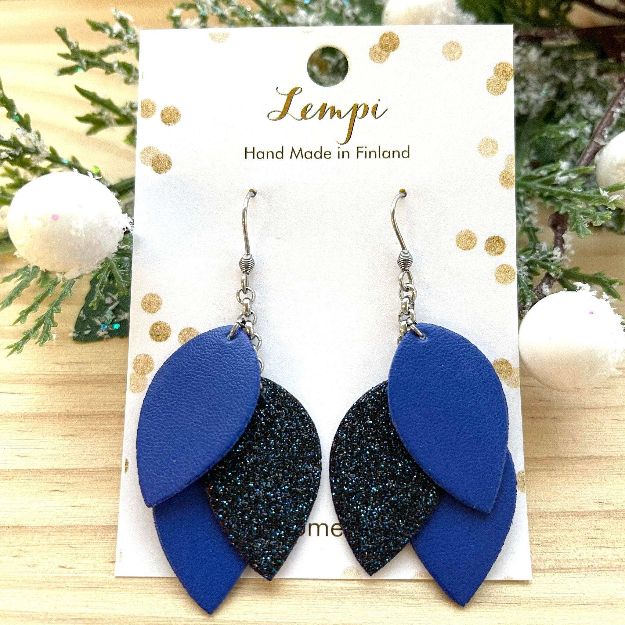 LEMPI earrings, Little Grain (matte-glitter blue)