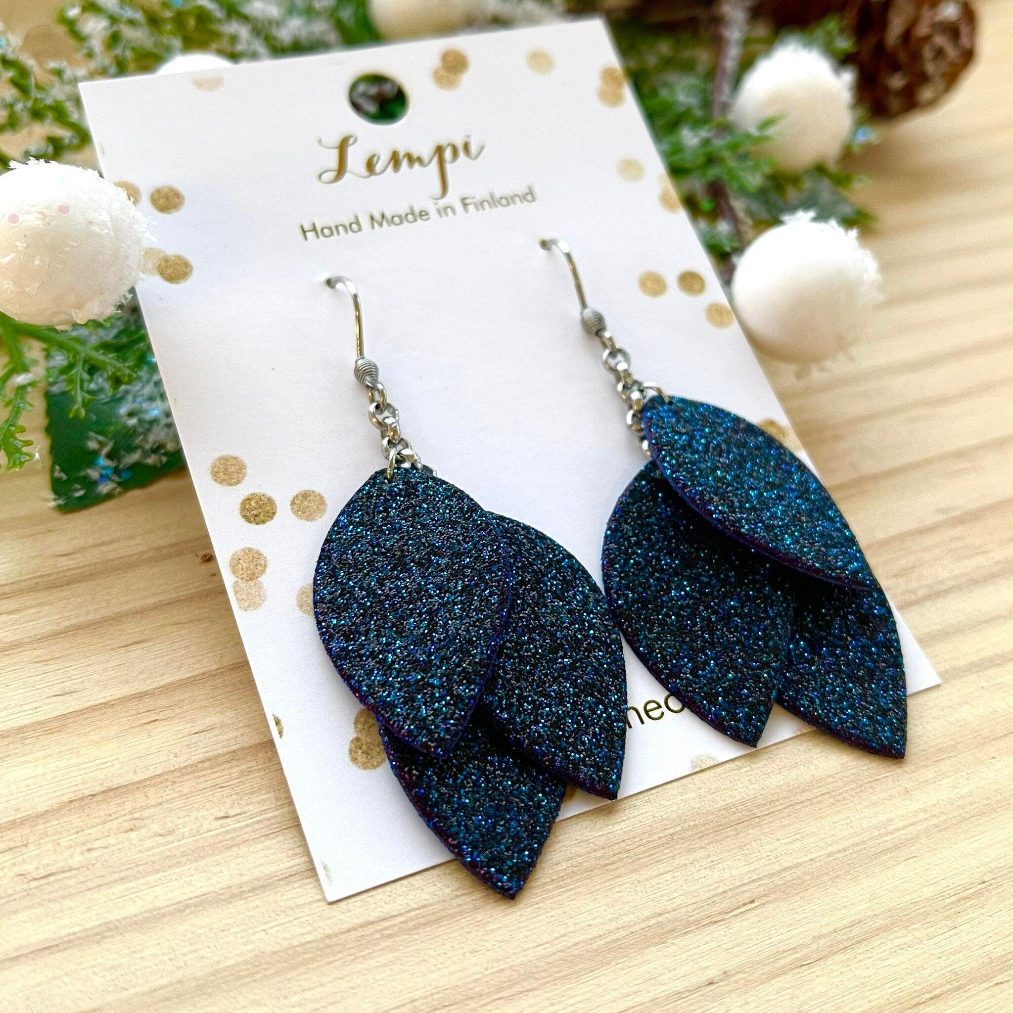 LEMPI earrings, Little Grain (dark blue glitter)