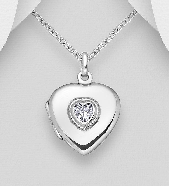 PREMIUM COLLECTION|Anna -classic locket silver pendant with crystal