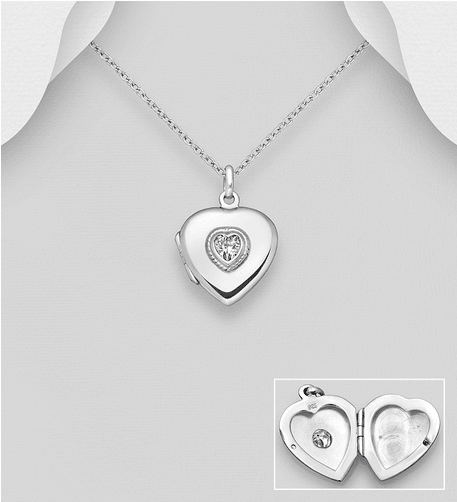 PREMIUM COLLECTION|Anna -classic locket silver pendant with crystal