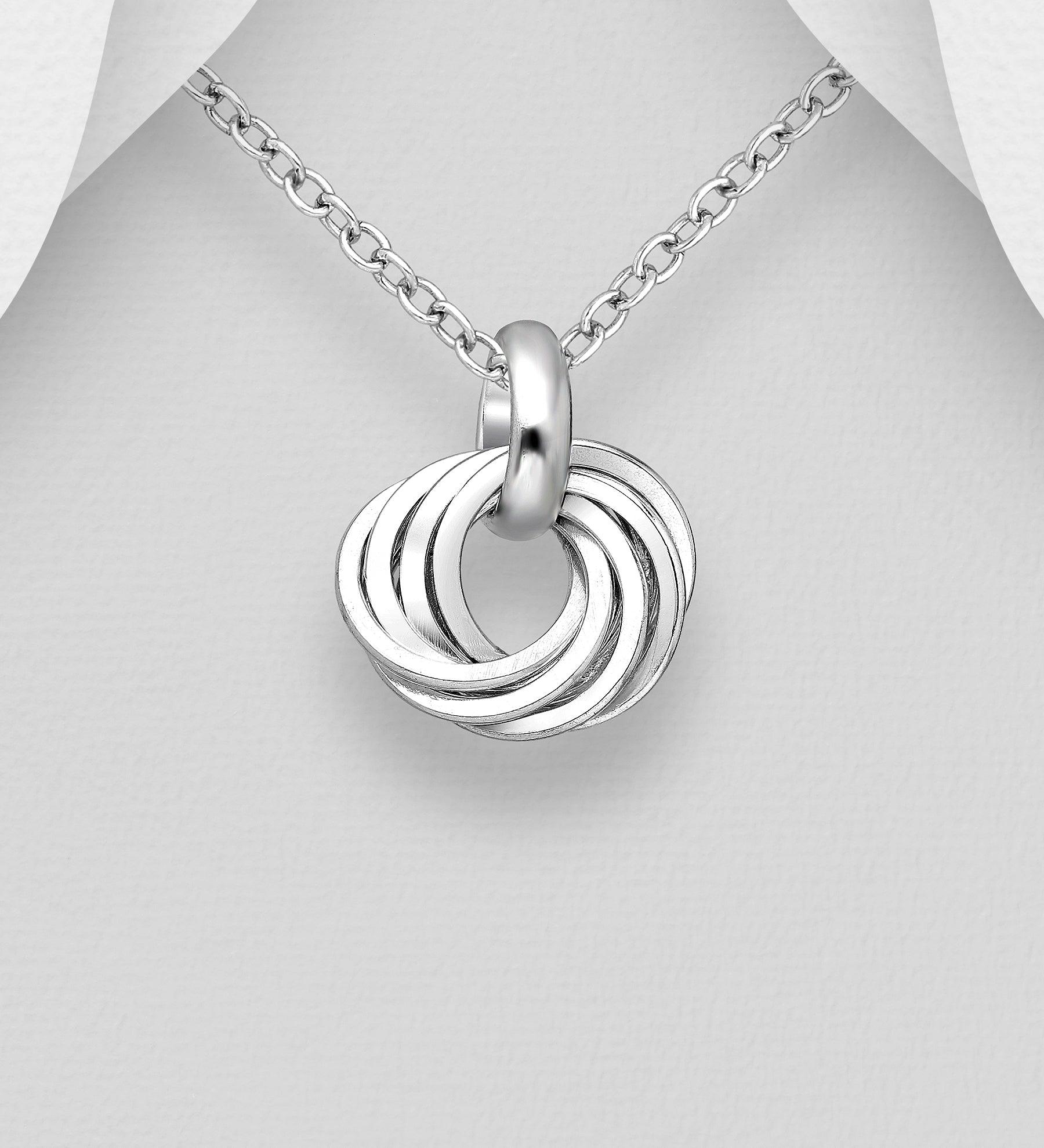 PREMIUM COLLECTION|Bundle of thin rings silver pendant