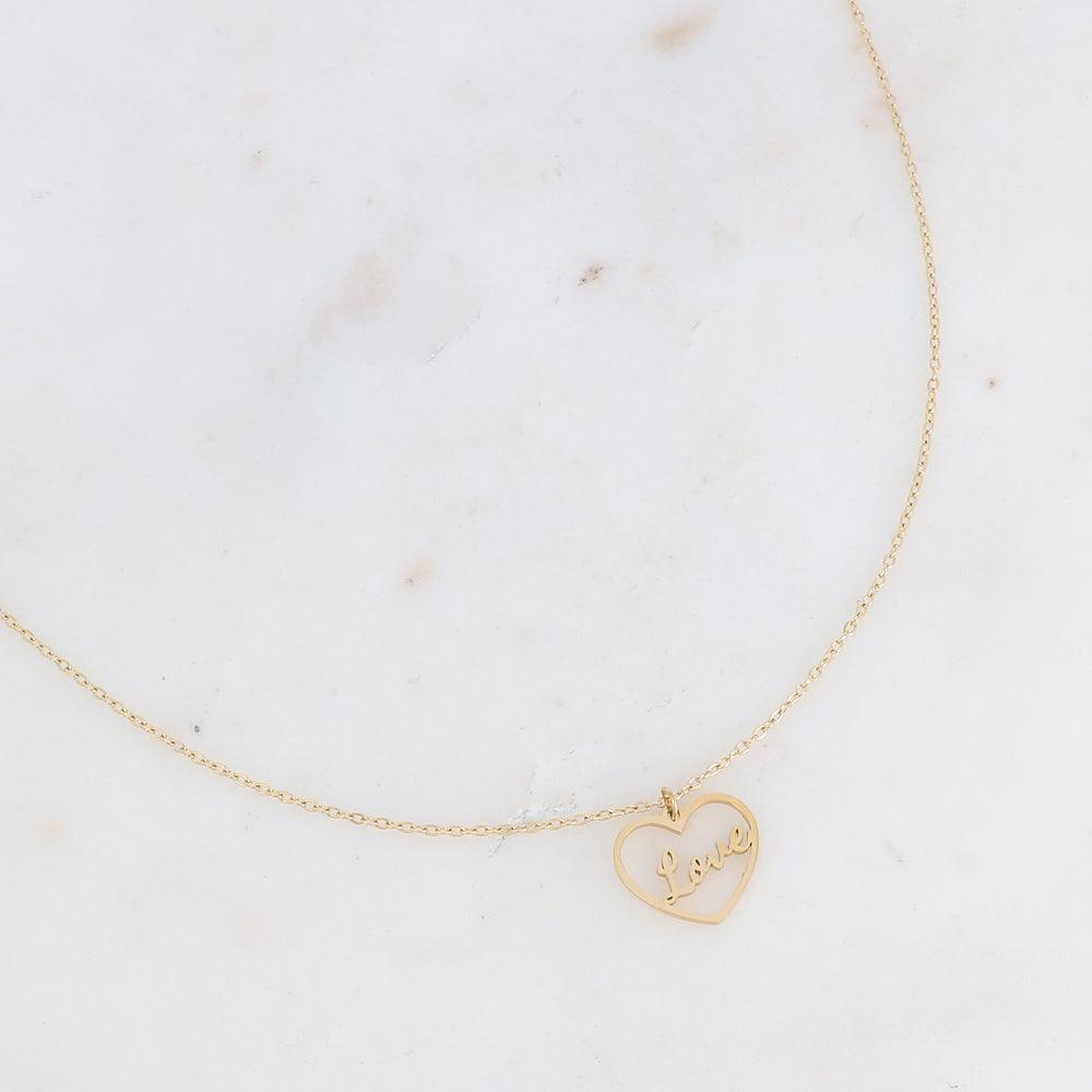 Necklace, BOHM PARIS|Collier Lovette - modern heart text necklace