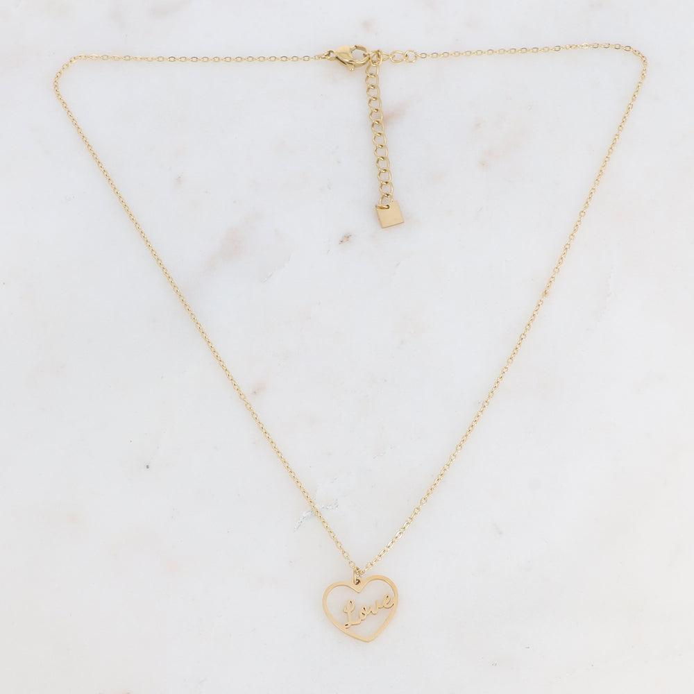 Necklace, BOHM PARIS|Collier Lovette - modern heart text necklace