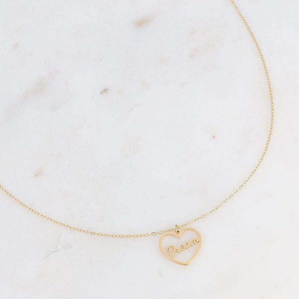 Necklace, BOHM PARIS|Collier Dream - modern heart text necklace