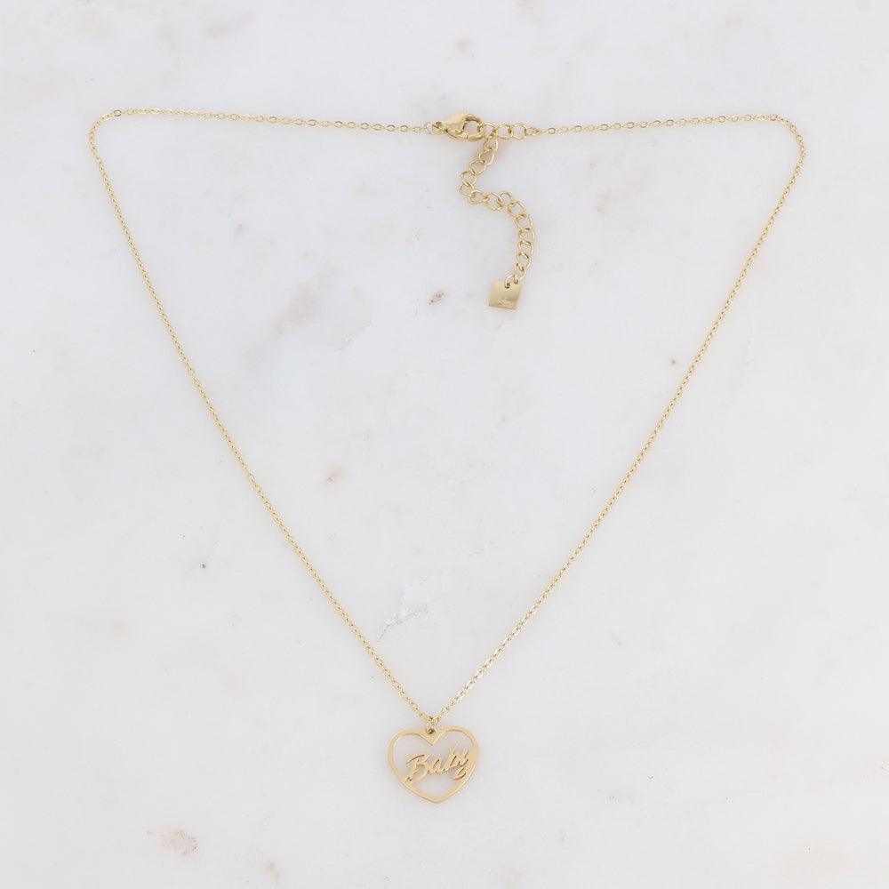 Necklace, BOHM PARIS|Collier Baby - modern heart text necklace