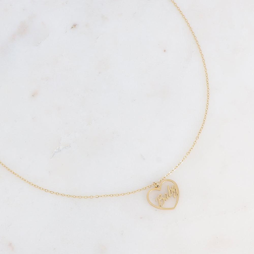 Necklace, BOHM PARIS|Collier Baby - modern heart text necklace