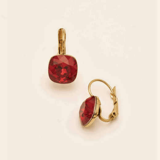 Earrings, BOHM PARIS|Boucles Béa - ruby ​​red/gold