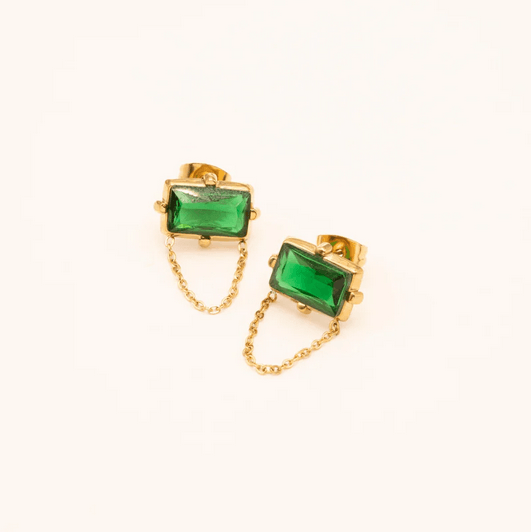 Earrings, BOHM PARIS|Boucles Myrrh emerald/gold